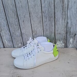 Lola Cruz Wink Smiley Face White‎ Yellow Embellished Sneakers Womens  SZ 41